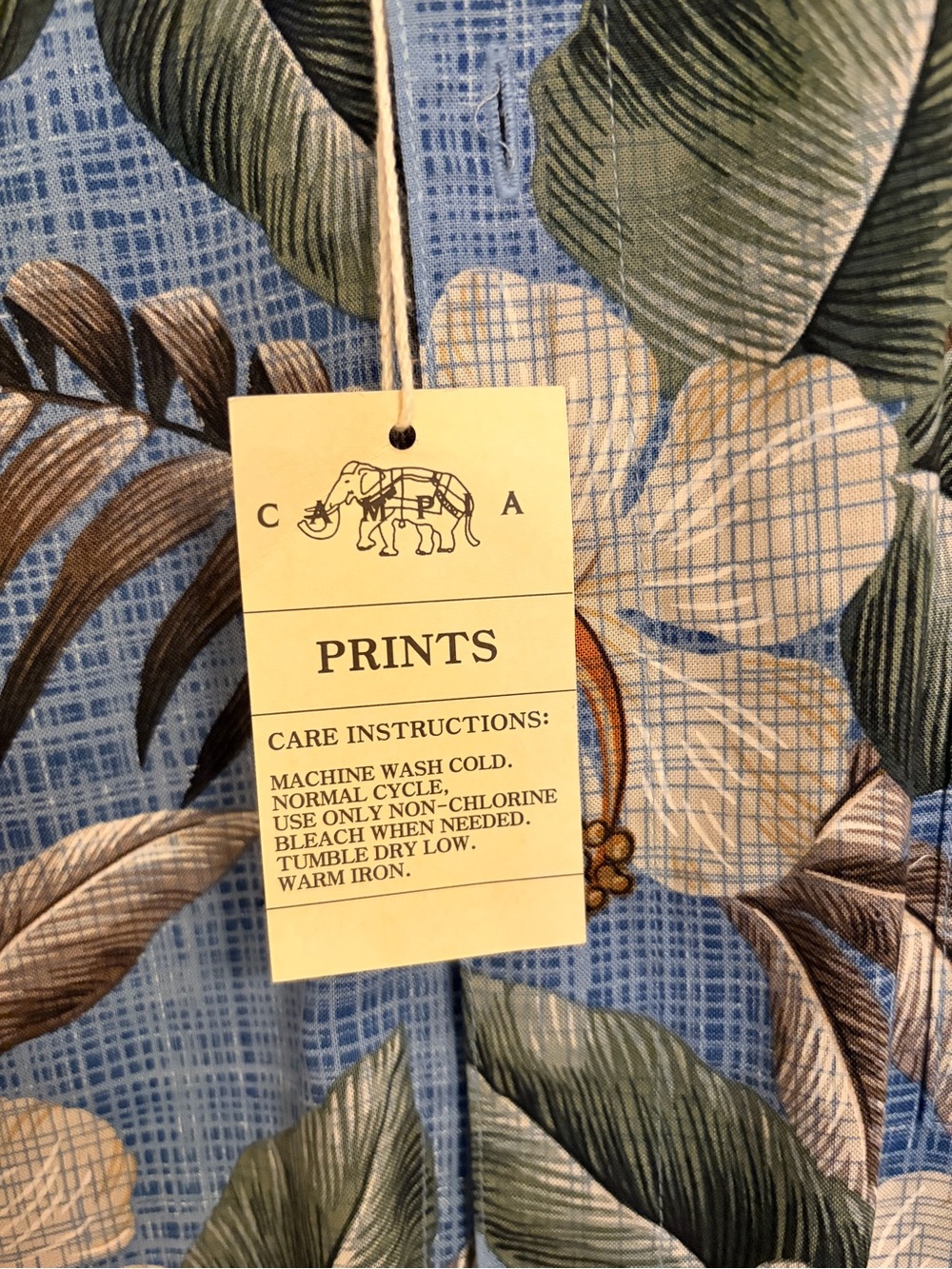 NWT CAMPIA Men's MEDIUM Shirt Blue Hawaiian Floral Button Casual Beach Summer - Picture 5 of 6